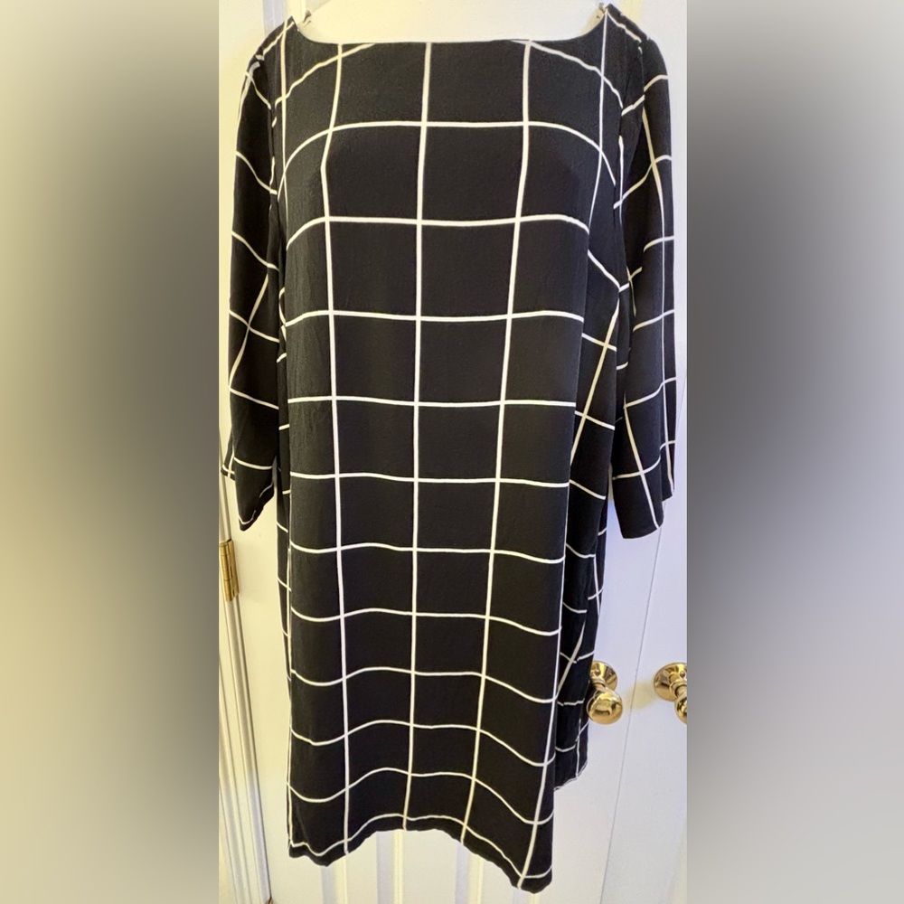 JustFab Monochrome Checkered Midi Dress